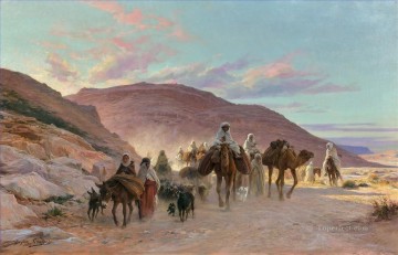 砂漠のキャラバン 砂漠のキャラバン ウジェーヌ・ジラルデ オリエンタリスト Oil Paintings
